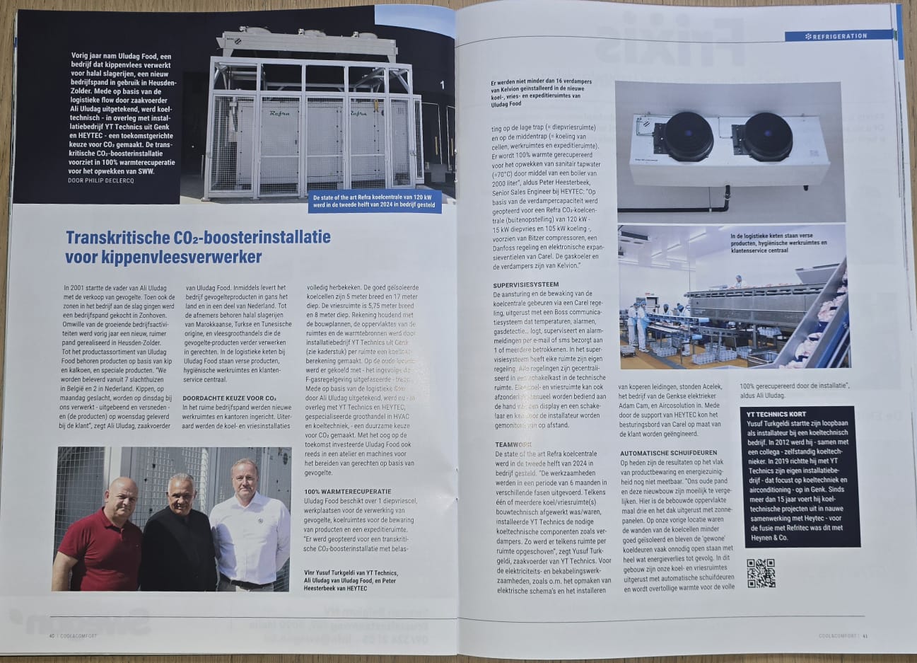 Vakartikel over een koeltechnisch project van YT Technics